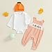 BeQeuewll My First Halloween Baby Boy Outfit Newborn Pumpkin Romper + Plaid Overalls+ Hat 3Pcs Infant Boy Fall Clothes (Orange, 3-6 Months)