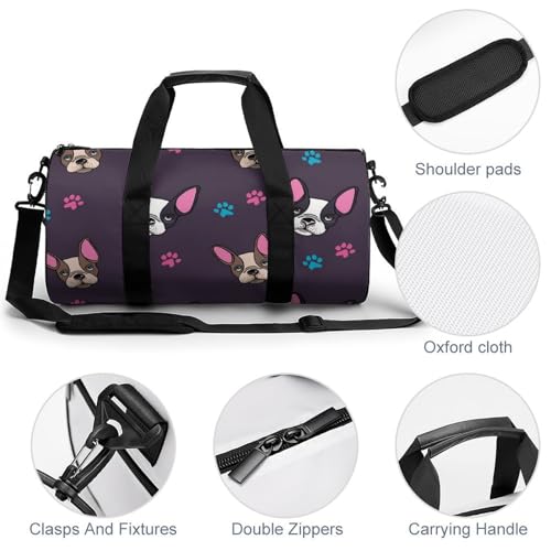 Sac de sport bouledogue 45x23x23cm pour gym et voyage