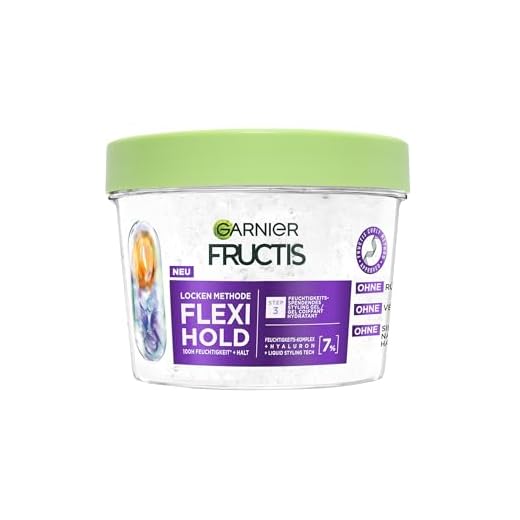 Garnier Fructis Locken Methode Flexi Hold, feuchtigkeitsspendendes Gel, für alle Lockentypen, mit Hyaluron, langanhaltender Halt, Haargel ohne Silikone, Haar Styling, kein Verkleben, 370 ml