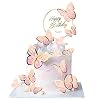 Hileyu 21 stuks vlinder cupcake toppers decoratie vlinder verjaardagstaart toppers met Happy Birthday acryl taarttoppers…