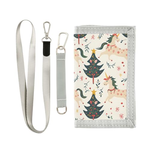 ALAZA Kids Wallets for Boys Girls Toddler Trifold Wallet Children Small Christmas Tree Horse with Zipper Coin Pocket