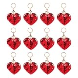 Gadpiparty 24pcs Charms Keychains Key Chains Accessory Favors Red Valentines for Flips Pendant Heart Flip Sequins Charm Valentine' s Wedding Keychain Hanging Bag Ring