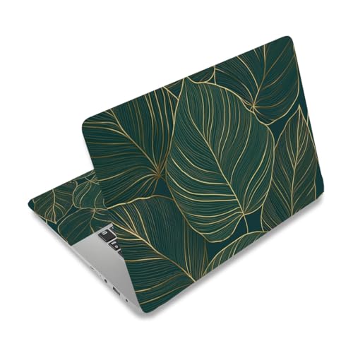 PLIGREAT Pegatinas para ordenador portátil de 12 pulgadas, 13 pulgadas, 13,3 pulgadas, 14 pulgadas, 15 pulgadas, patrón de Monstera dorado, universal, extraíble, resistente al agua, para cubierta de