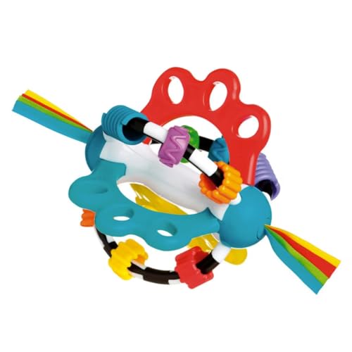 Playgro Pelota Sonajero, Sin BPA, Desde los 6 Meses, Explor-a-Ball, Multicolor (Azul, Rojo, Blanco, Verde), 40122, 17 x 12 x 12 cm