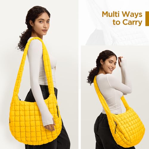 Image of Puffer Tote Bag for Women Large Quilted Crossbody Bag Quilted Carryall Bag Soft Puffy Hobo Handbags Puff Purse Shoulder Bag