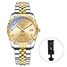 OIDEA Relojes Mecánico Automático Hombre: Reloj de Empresa Redondo Escala de Diamantes Puntero Luminoso Correa de Acero Extraíble Resistente al Agua Oro Imagen de OIDEA Relojes Mecánico Automático Hombre: Reloj de Empresa Redondo Escala de Diamantes Puntero Luminoso Correa de Acero Extraíble Resistente al Agua Oro