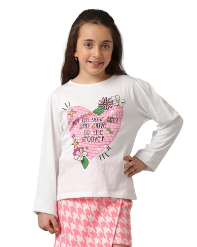 Image of Under Fourteen Only Girls Cotton Tops Collection - Round Neck, Crop Top, Full & Half Sleeve, Drop Shoulder, Ruffle Sleeve, Graphic Printed, Embroidered & Slub Knit Styles