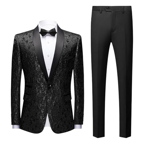 Costume smoking châle homme au motif cachemire et fleurs pour une veste de dîner chic