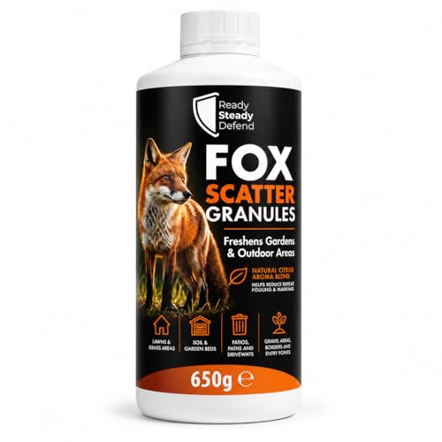 Fox Scatter Granules 650g Outdoor Fox Deterrent Alternative Garden & Lawn Odour Neutraliser Helps Reduce Repeat Fouling & Digging Natural Citrus Scent Ready to Use Granules