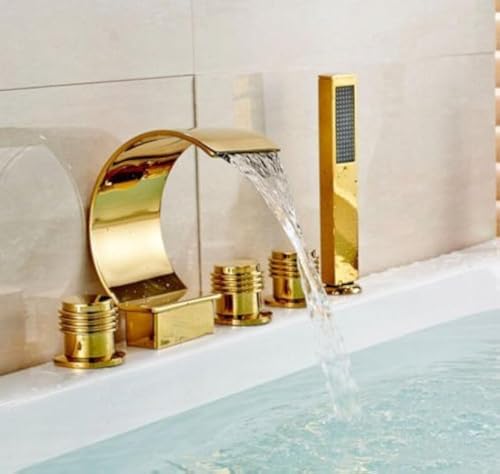 Robinet baignoire cascade luxe Gowe en laiton avec douchette intégrée - 2