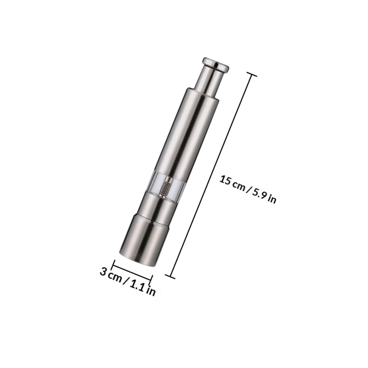 Handpfeffermühle aus Edelstahl mit Dreieckigem Mahlwerk für Feines Mahlen von Schwarzem Pfeffer in Silber für Küche