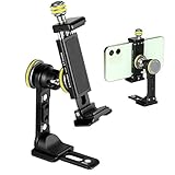 Metal Phone Tripod Mount for iPhone - Universal Cell Phone Stand Holder Clamp with Cold Shoe, 360° R