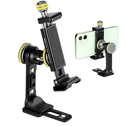 Metal Phone Tripod Mount for iPhone - Universal Cell Phone Stand Holder Clamp with Cold Shoe, 360° Rotatable Bracket, 1/4
