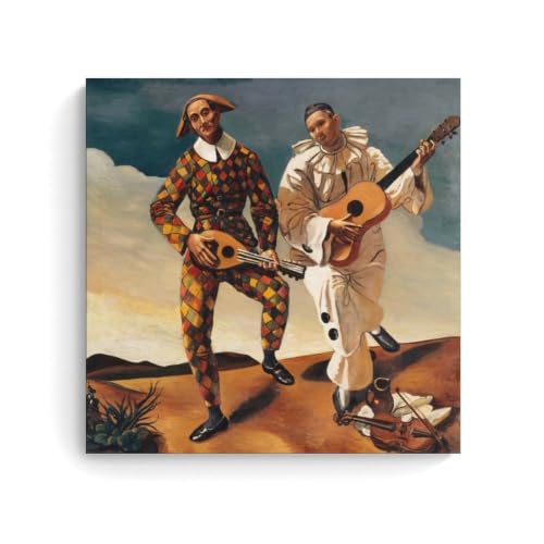 Lienzo de arlequín y Pierrot en alta calidad decorativa de 50x50 cm para salón