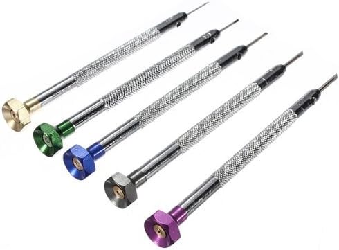 Foxnovo 5pcs Different Sizes Precision Flat Blade Slotted Screw Driver Screwdrivers Watchmaker Repair Tools 0.8-1.6mm