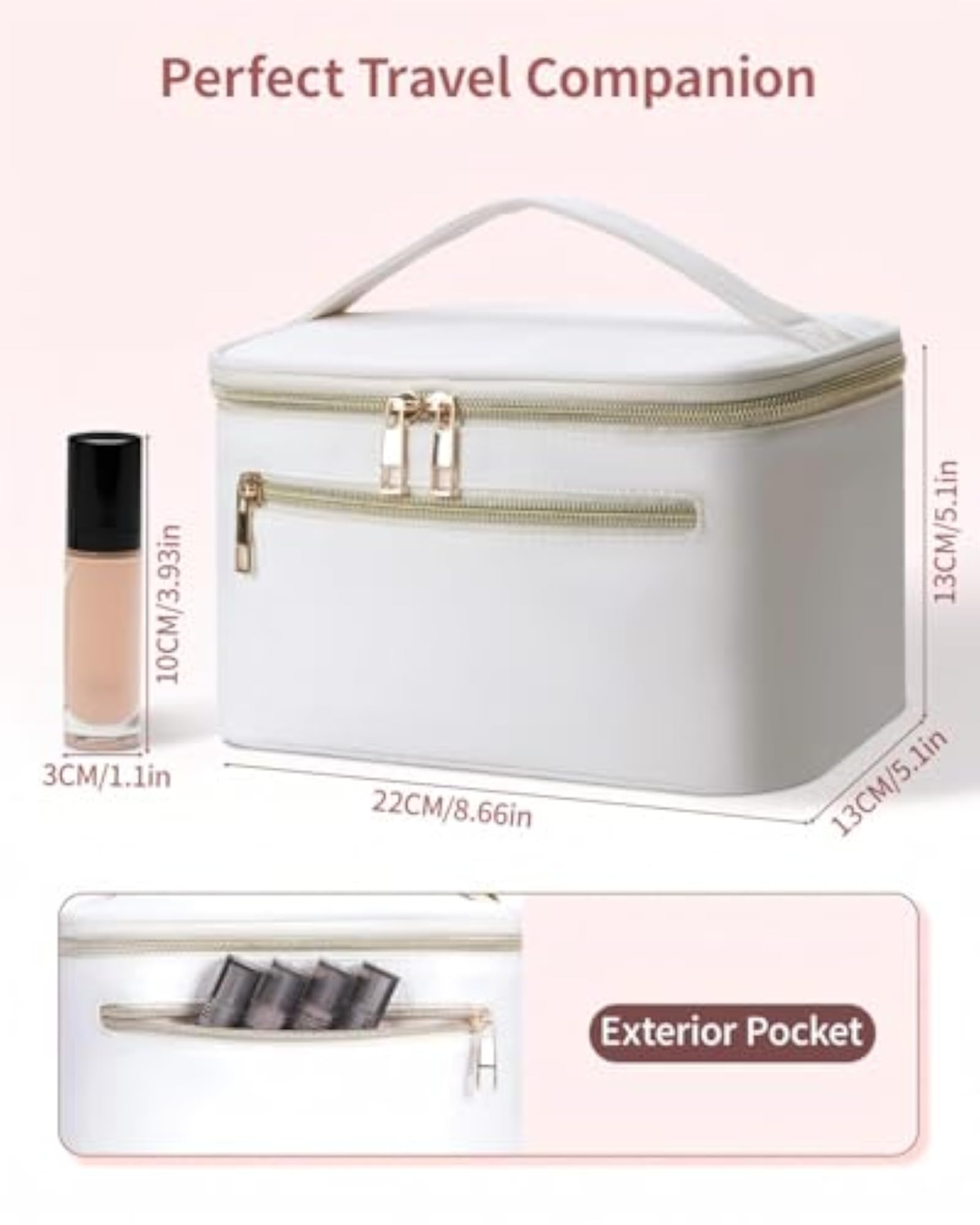Eco Vegan Leather Makeup Bag, Medium Organizer for Women