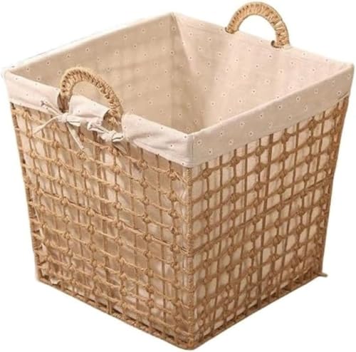 GEBYUI 大容量でおしゃれなラタン風ランドリーバスケット 持ち手付き洗濯カゴは織り込みデザインでナチュラルインテリアに溶け込み 大型サイズで衣類・おもちゃ収納に最適 脱衣所はもちろん寝室・リビングでも便利に使用できる収納カゴ