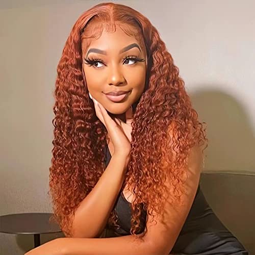 Remy Hair Human Hair Bundle Deep Wave 100% Brazilian Human Hair Bundle Ginger Orange Color Curly Wave #350 Burnt Orange Color Hair Extension 14 Inch #TOP5