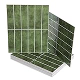 Art3d 10-Sheet Faux Marble Peel and Stick Backsplash Tile for Kitchen Wall Bathroom Countertops, 11.4 inch x 9.1 inch Stick-on Glazed-Ceramic Finish Resist to Water, Heat and Scratches, Green