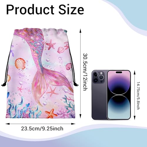 Image of Pink Scales Tail Grip Bag for Gymnast Lightweight Gymnastics Drawstring Bag Small Storage Pouch