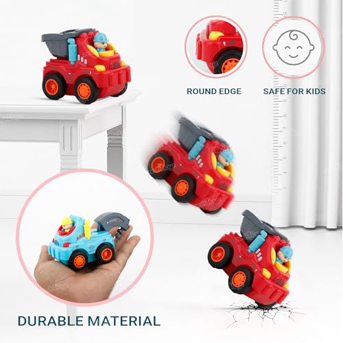 Image of Zest 4 Toyz Unbreakable Automobile Car (Pack of 3) Friction Powered Cars Construction Truck Push and Go Car Tractor Crane Cement Mixer Truck Dumper Toy for Boys & Girls (Random Color)