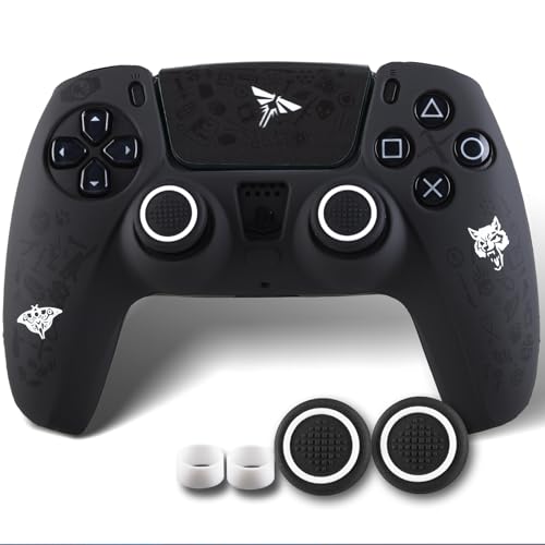 9CDeer Non-Slip Silicone Cover for PS5 Controller with Thumbstick Caps * 2 & Sticker * 1 WLF