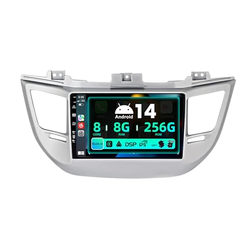 SXAUTO ¦ 8G+256G ¦ Android 14 IPS Autoradio para Hyundai Tucson (2014-2018) - Inalámbrica...