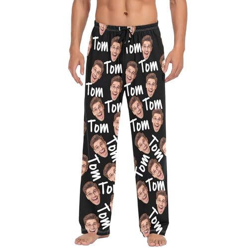 Personalized Men's 100% Cotton Pajama Pants Custom Lounge Soft Warm Sleepwear Pants with Face Photo Pajama Bottoms2