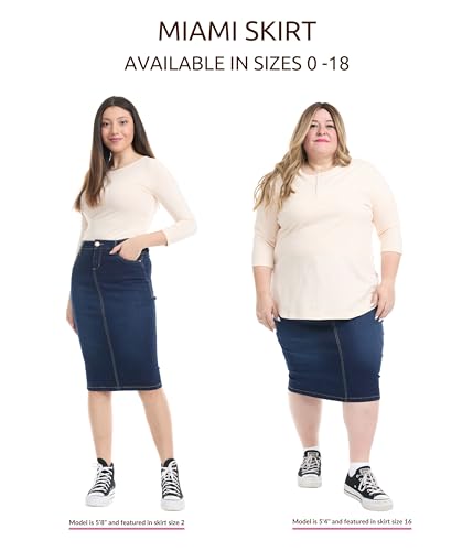 ESTEEZ Women's Slimming Denim Pencil Skirt with Tummy Control Panel – 'Miami'4