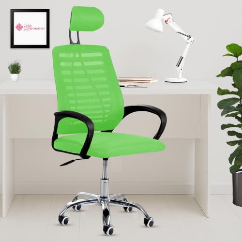 Image of Casa Copenhagen,Mesh Office Desk Chair,Rocking Chairs Ergonomic Computer Chair Adjustable High with Headrest and Comfortable Armrest Swivel Chair - Green & Black Handle