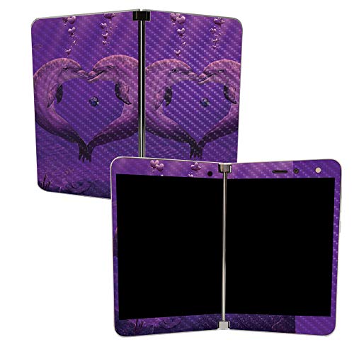 Image of MightySkins Carbon Fiber Skin for Microsoft Surface Duo - Sea of Hearts | Protective, Durable Textured Carbon Fiber Finish | Easy to Apply | Made in The USA