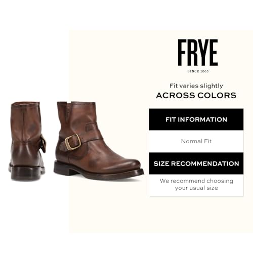 Image of Frye 5 inch Veronica Booties for Women - Full-Grain Brush-Off Leather with Antique Metal Hardware and Rubber Outsole, Genuine Stitch Welt Construction