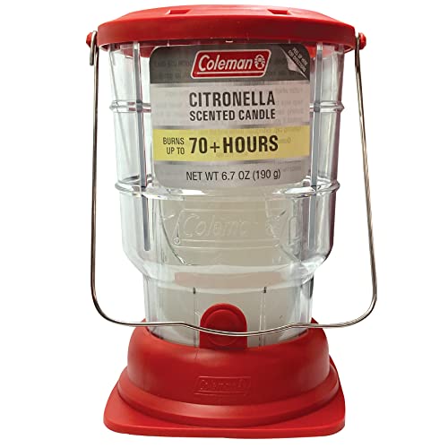 Coleman 70+ Hour Citronella Candle Outdoor Lantern, Classic Design with Easy Carry and Hang Handle, Extended Burn Time for Camping, Picnics, and Patio Ambiance, 6.7 oz, Red by Coleman - Used condition - US$8.69