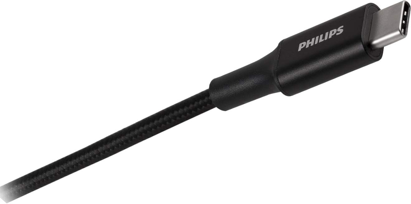 Philips USB Wall Charging Kit, 12W USB A to C Charger Block with 6ft Braided Cord Foldable Plug DLP6212C/37