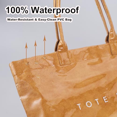 Bolso tote para mujer de PVC color marrón miniatura 7