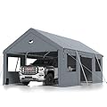 Carports 12X20 Heavy Duty?Portable Car Port Garage?Carport Canopy with Side Doors?Outdoor Car Shelter All Weather