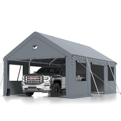 Carports 12X20 Heavy Duty?Portable Car Port Garage?Carport Canopy with Side Doors?Outdoor Car Shelter All Weather