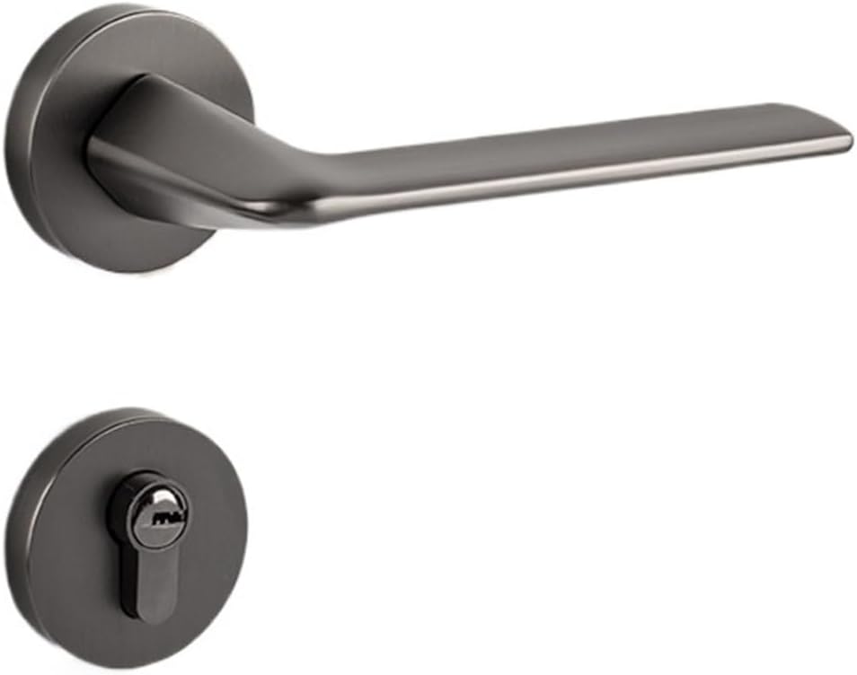 Zinc Alloy Room Door Lock Silent Black Magnetic Bedroom Door Lock Silver Handle Lock Indoor Wooden Door Lock Bathroom(Brushed Chrome Magnetic)