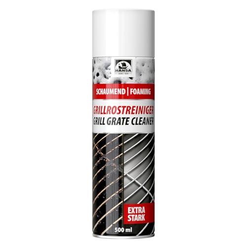 Hansa Grillrostreiniger Schaum - Extra Stark Reiniger für Grillrost & Grillgitter - Für Gasgrill, Holzkohlegrill, Elektrogrill, Smoker, Kugelgrill & Keramikgrill-Entfernt Eingebranntes & Fett (500ml)