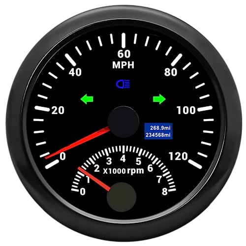 ARTILAURA GPS Speedometer 0-120MPH with Tachometer 8000 RPM Gauge 85mm 3-3/8