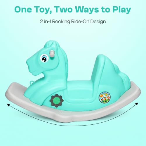 Image of Toyzone 2 in 1 Royal Horse Ride On - Green| Baby Rocker with Comfortable Seat & Back Support | Durable Child-Safe Design | Smooth Rocking Base | Indoor Play Toy | 1-4 Years