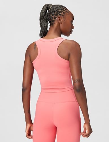 Nike Women's One Fitted Dri-Fit Crop Tank, Sea Coral/White, Medium