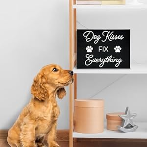 Dog Kisses Fix Everything Wooden Sign - Funny Dog Lover Gift, 8x6 Inch Wall or Shelf Decor, Made in USA Dog Kisses Fix Everything Wooden Sign Funny Dog Lover Gift 8×6 Inch Wall or Shelf Decor Made in USA