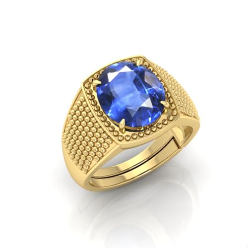 Bague saphir bleu naturel en plaqué or élégante pour homme et femme - 2