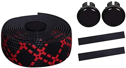 SzBlaZe 2 Rolls Silica Gel Bike Handlebar Tapes Wrap with Bar Plugs for Road Mountain Bicycle Cycling (Black Red)