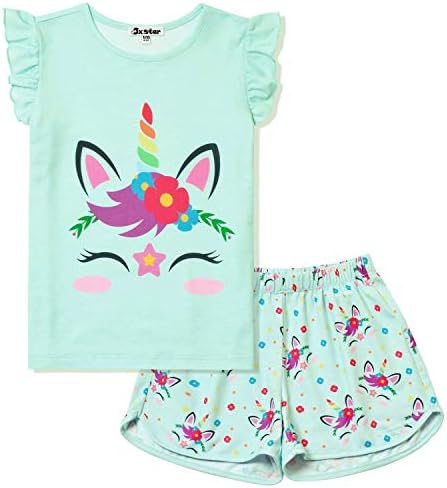 Pajamas for Girls 4t 5t Unicorn Pjs Sets Flutter Sleeve Summer Sleepwear Clothes