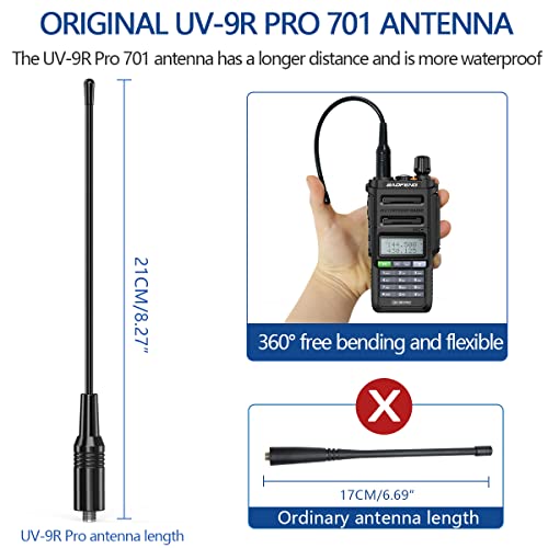 BAOFENG UV-9R PRO Dustproof Waterproof IP67 Transceiver Walkie Talkie 5W Handheld Dual Band Rechargeable Two Way Radio with Extra Programming Cable,Headsets,Speaker Mic（Black）