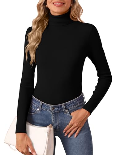 Women's Turtleneck Long Sleeve Shirts Fall Fashion Basic Thermal Underwear Tops Winter Clothes 2025