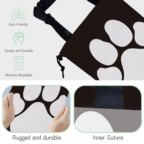 Image of Dog Paw Car Trash Bag,Hanging Drawstring Car Garbage Bag,Waterproof Canvas Car Back Seat Organizer with Adjustable Buckle,for Vehicles,SUVs,Camping,Road Trips