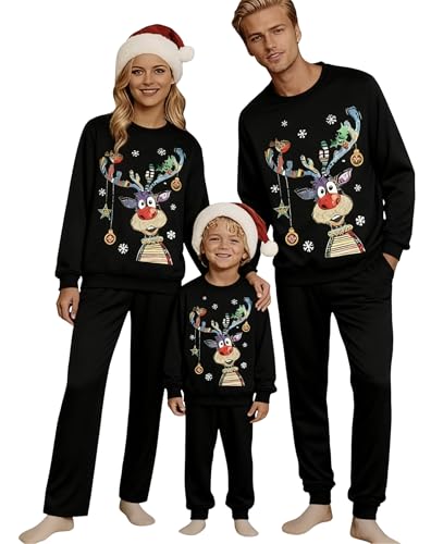 Generisch Ugly Christmas Sweater Damen,Weihnachtspullover Familie Set...